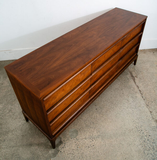 Mid Century Modern Dresser Credenza Lane Rhythm Walnut 9 Drawer Wood Danish Wide - Image 5