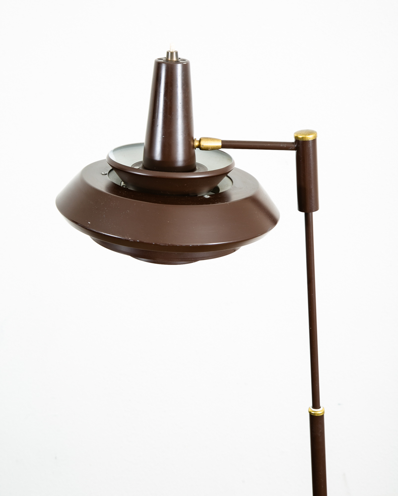 Mid Century Modern Floor Lamp Brown Light Adjustable Brass Vintage Mcm Denmark - Image 10