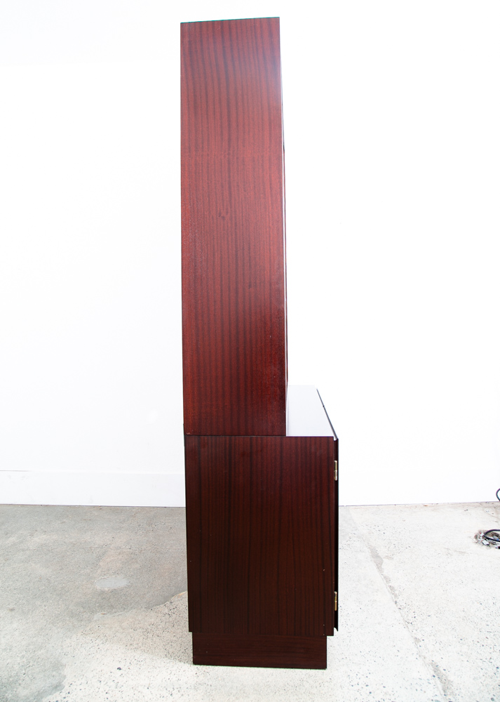 Mid Century Danish Modern Bookshelf Cabinet Mahogany Doors Omann Jun Mcm 2 - Image 3