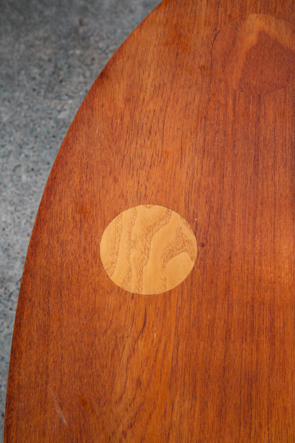 Mid Century Danish Modern End Table Side Teak Round Oak Abstract Easle Palette - Image 10