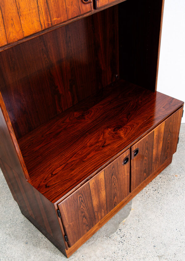 Mid Century Danish Modern Cabinet Storage Rosewood Omann Jun Doors Bookshelf Mcm - Image 6