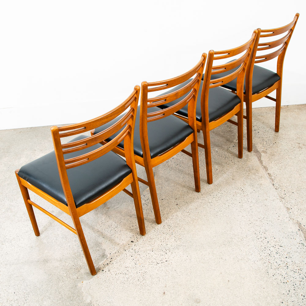 Mid Century Modern Dining Chairs Pair Set Mobler Ladder Farstrup Teak Mcm Black - Image 2