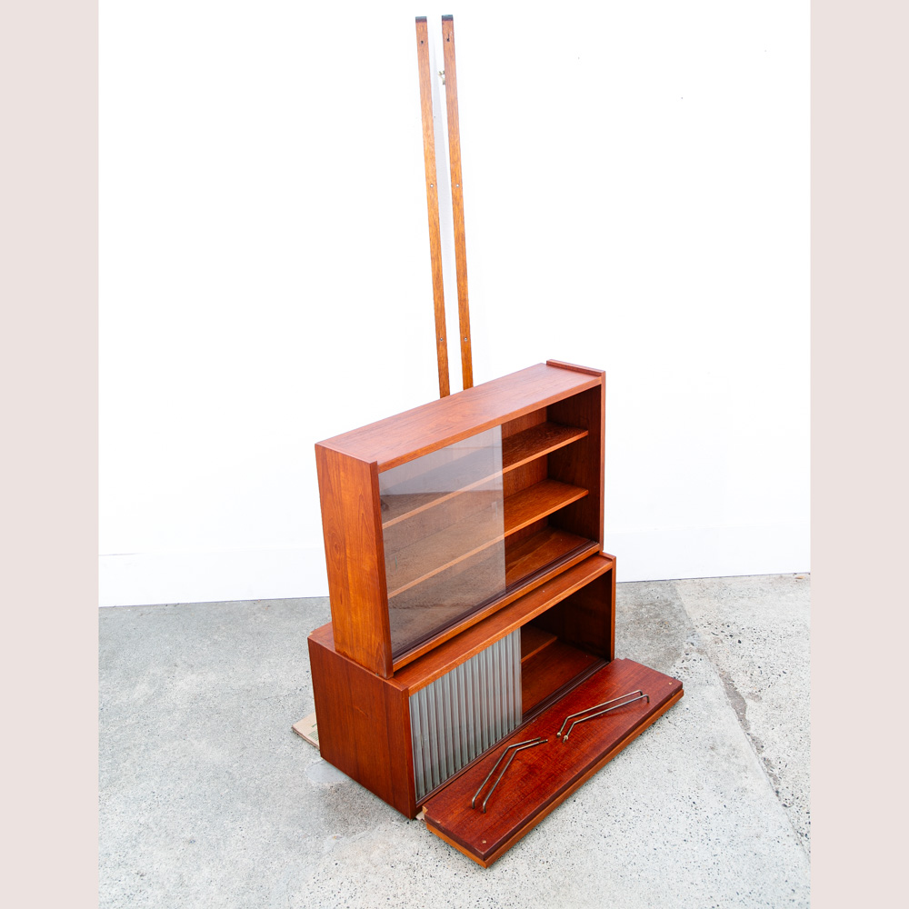 Mid Century Danish Modern Wall Unit 1 bay Teak Display Cabinet Modular Cado Mcm