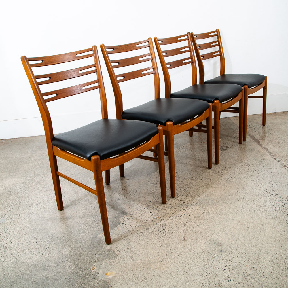 Mid Century Modern Dining Chairs Pair Set Mobler Ladder Farstrup Teak Mcm Black - Image 5