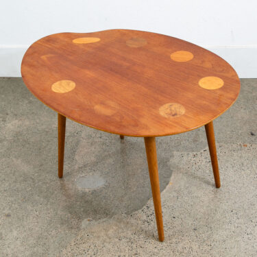 Mid Century Danish Modern End Table Side Teak Round Oak Abstract Easle Palette