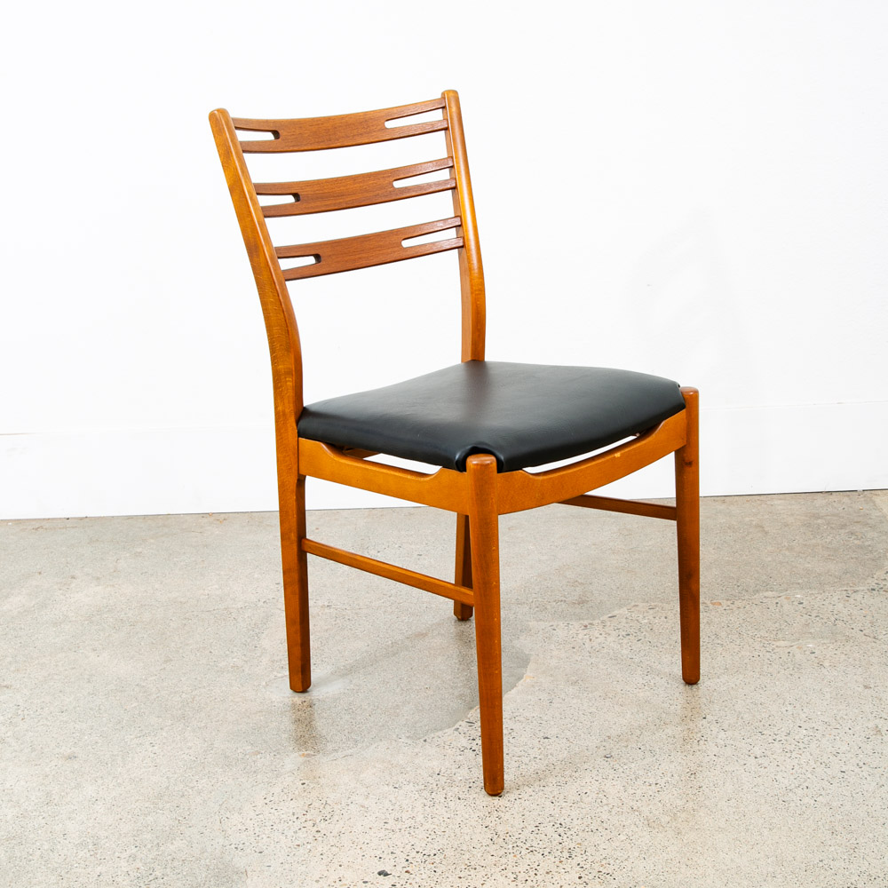 Mid Century Modern Dining Chairs Pair Set Mobler Ladder Farstrup Teak Mcm Black - Image 7