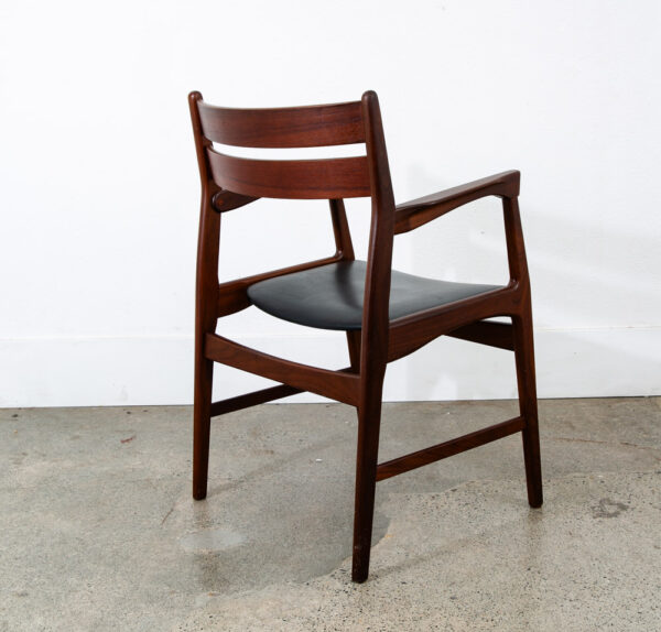 Mid Century Danish Modern Armchair Chair Dining Teak Ladder Back Black Boltinge - Image 4