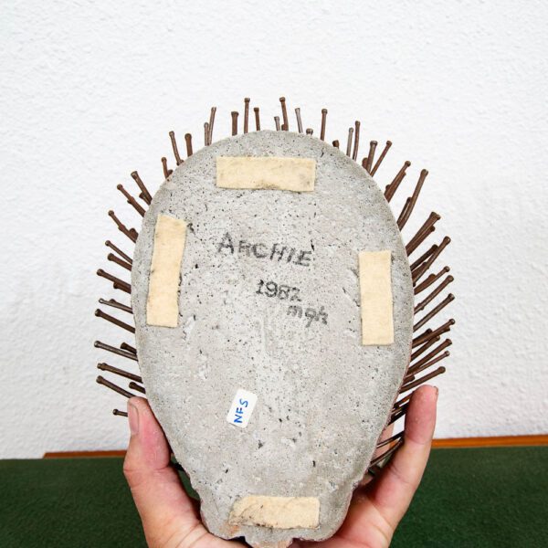 Mid Century Modern Sculpture Mix Media Art Cement Door Stopper Hedgehog Brown - Image 4