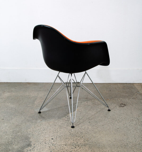 Mid Century Modern Chair Vitra Charles Eames Fabric Arm Shell Orange Vintage Mcm - Image 4