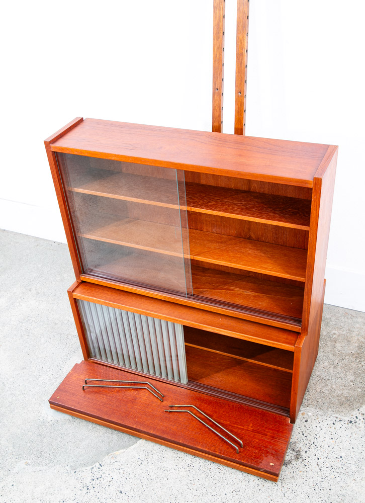 Mid Century Danish Modern Wall Unit 1 bay Teak Display Cabinet Modular Cado Mcm - Image 7
