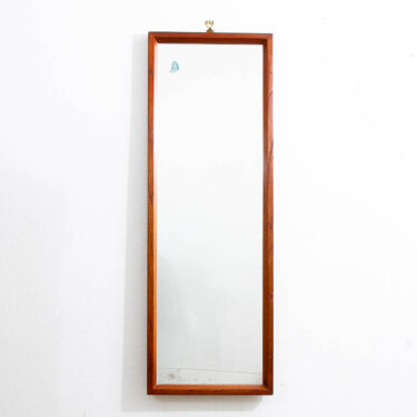 Mid Century Danish Modern Mirror Wall Hanging Entry Way Solid Teak Rectangular