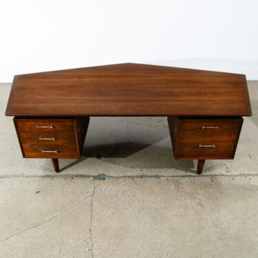 Mid Century Modern Office Desk Executive 5 Drawer Hiebert Inc. Walnut Large Mcm