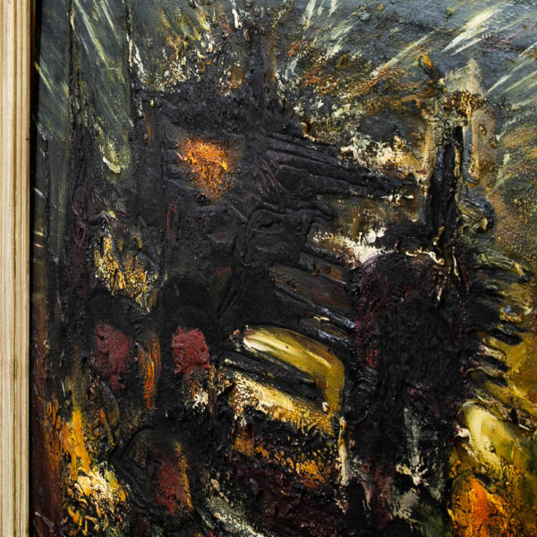 Mid Century Modern Painting Art Abstract Expressionism Browns Green Yellow Mcm - Image 10