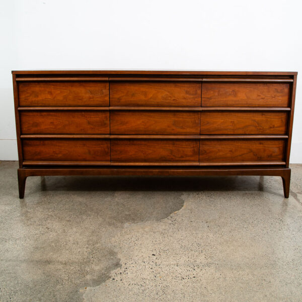Mid Century Modern Dresser Credenza Lane Rhythm Walnut 9 Drawer Wood Danish Wide - Image 2