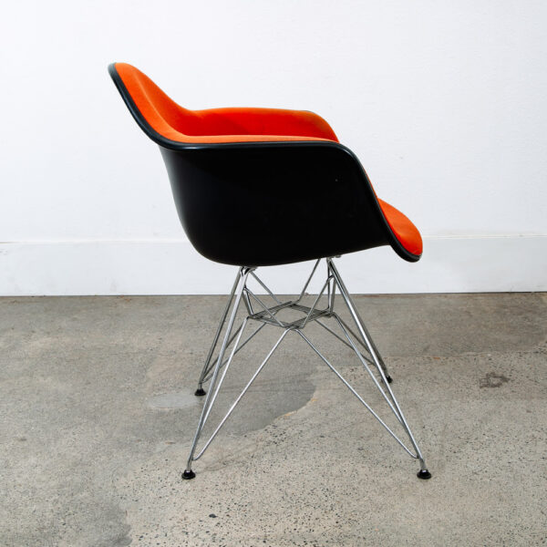 Mid Century Modern Chair Vitra Charles Eames Fabric Arm Shell Orange Vintage Mcm - Image 3