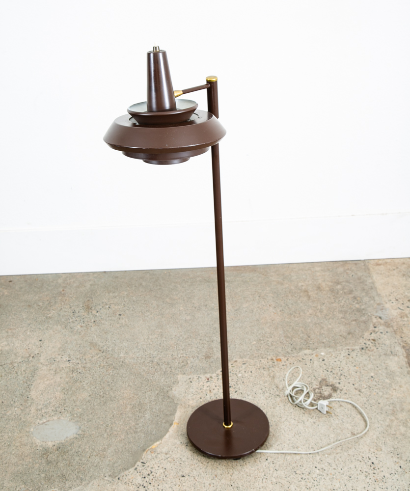 Mid Century Modern Floor Lamp Brown Light Adjustable Brass Vintage Mcm Denmark - Image 9