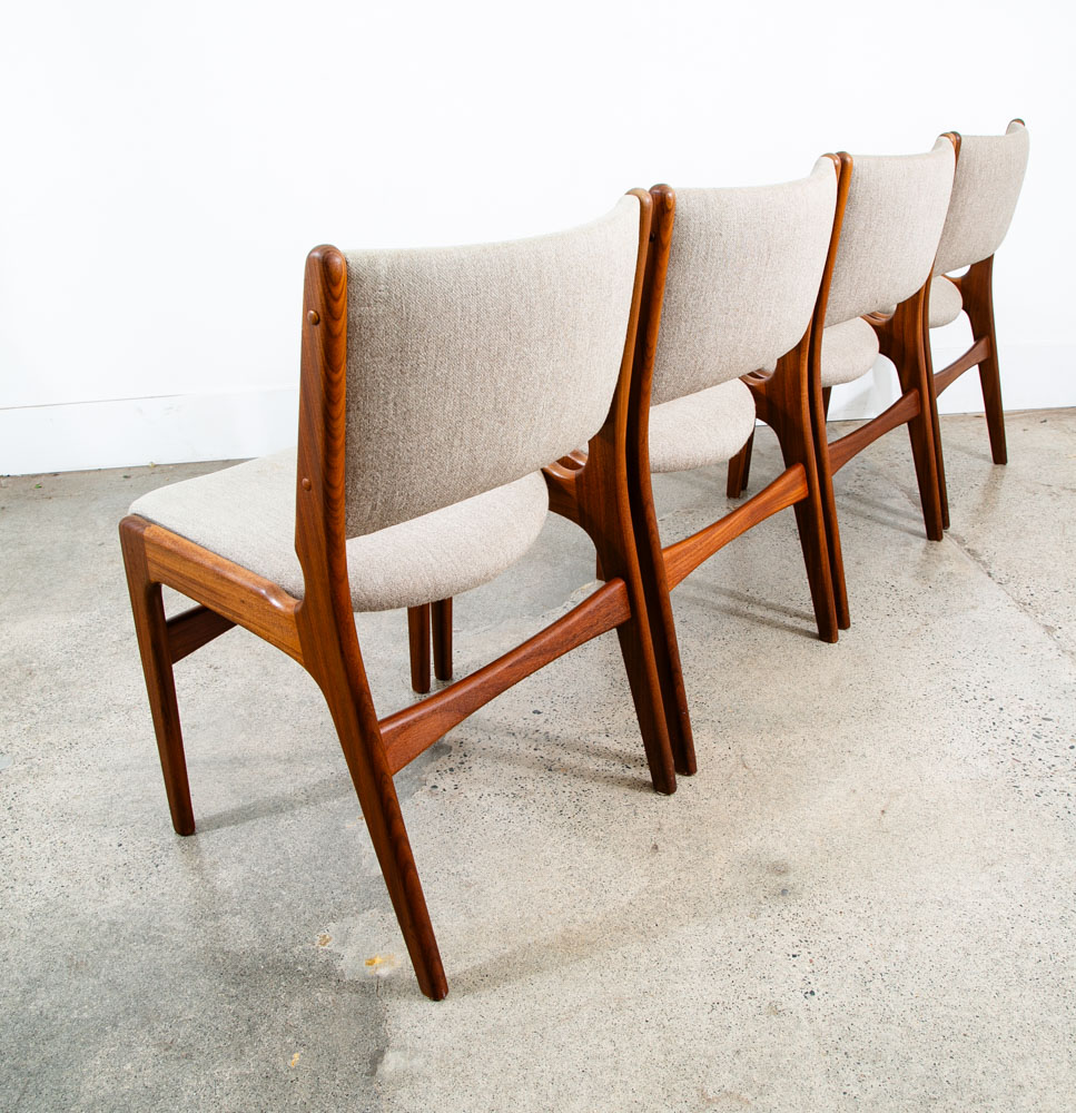 Mid Century Danish Modern Dining Chairs Johannes Andersen Set 8 Teak Wood Grey - Image 3