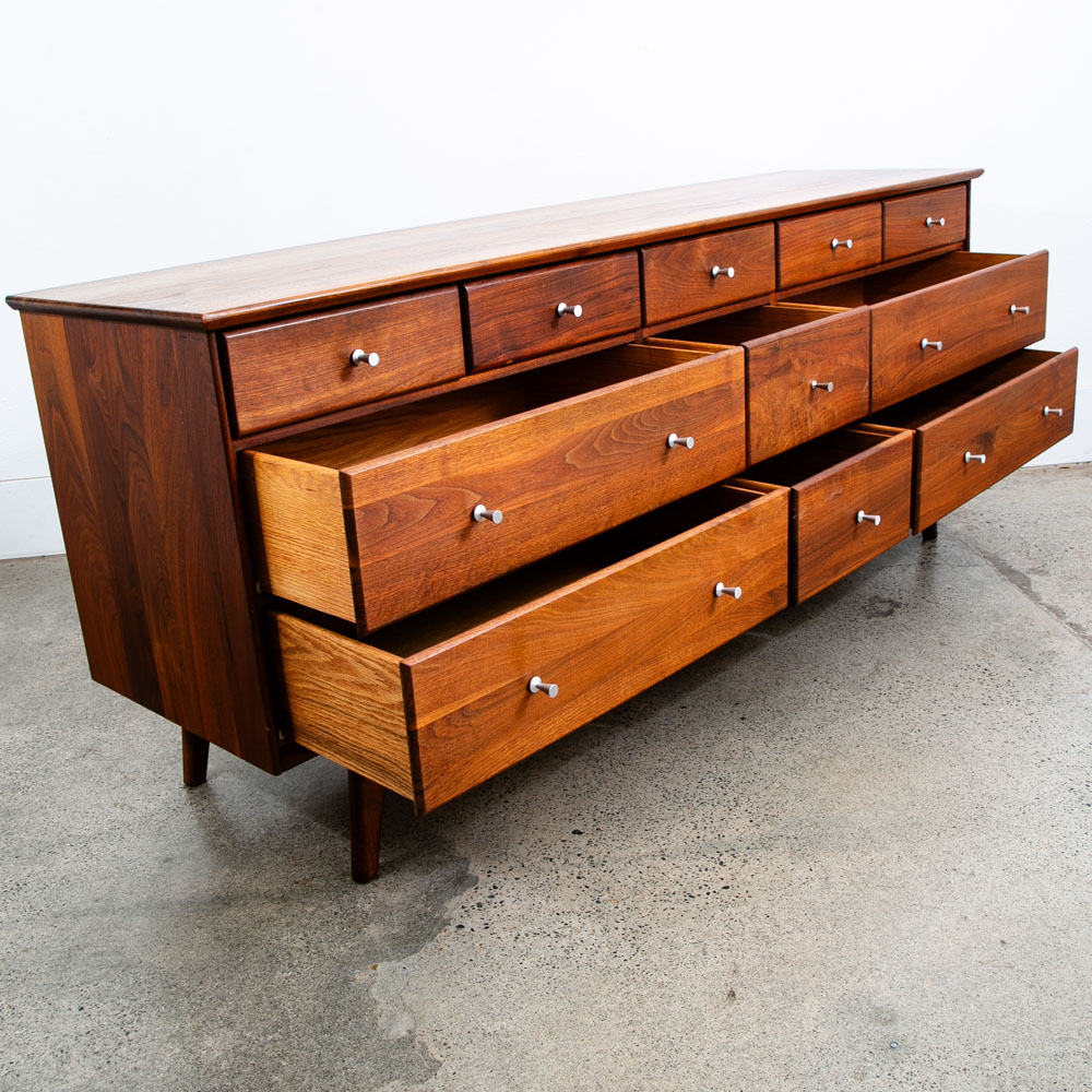 Mid Century Modern Credenza Dresser 11 Drawer Ace Hi Prelude Line Solid Walnut Wood Mcm - Image 3