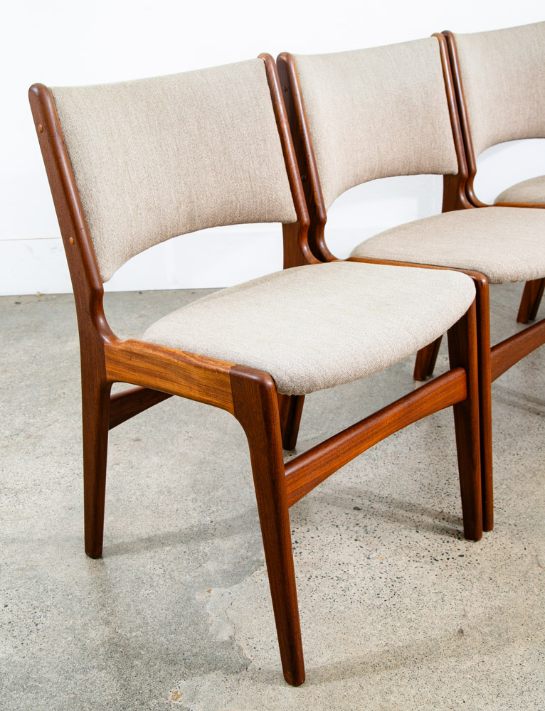 Mid Century Danish Modern Dining Chairs Johannes Andersen Set 8 Teak Wood Grey - Image 11