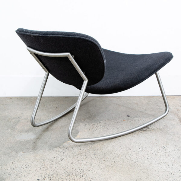 Mid Century Danish Modern Rocking Chair Boconcept Rocker Grey Wool Metal Silver - Image 4