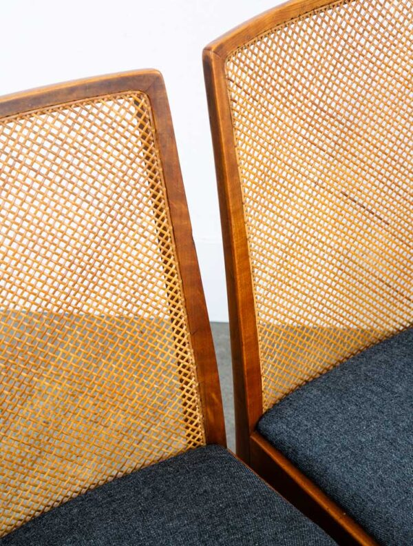 Mid Century Modern Dining Chairs Set 4 Captain Cane High Back Vintage Grey Arm - Image 10