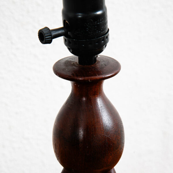 Vintage Mid Century Modern Lamp Teak Turned Wood Round Denmark Tripod Table Mcm - Image 3