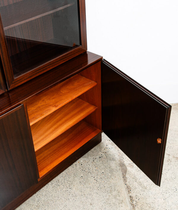 Mid Century Danish Modern Bookshelf Cabinet Mahogany Doors Omann Jun Vintage Mcm - Image 7