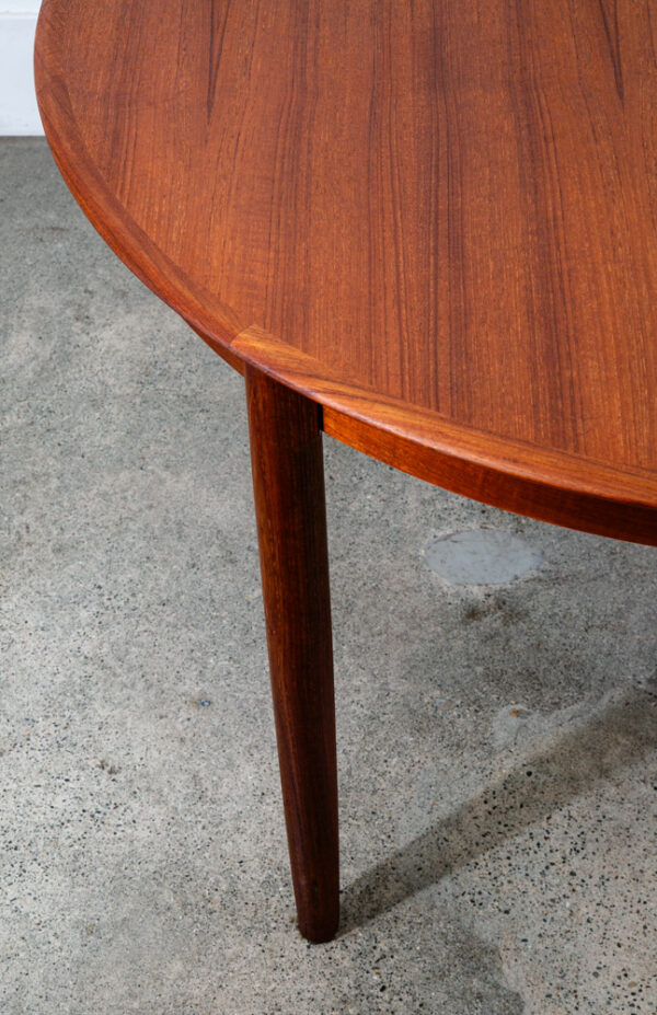Mid Century Danish Dining Table Teak Round Expanding leaf x 2 Oval Denmark Mcm - Image 11