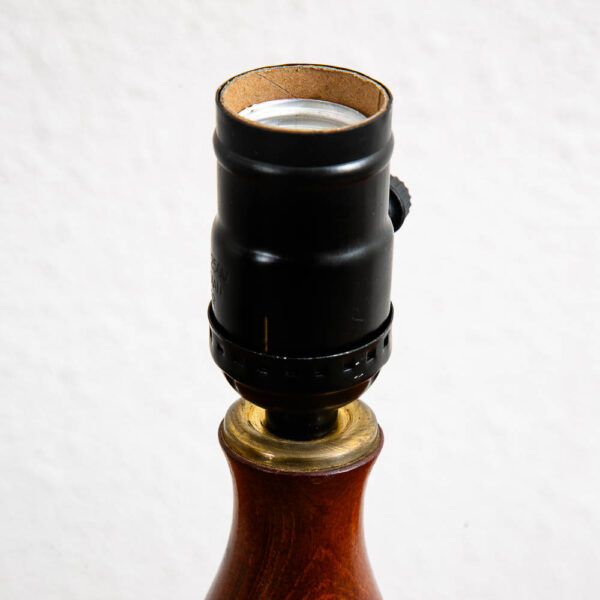 Vintage Mid Century Modern Solid Teak Tripod Table Lamp Turned Round Denmark #2 - Image 2