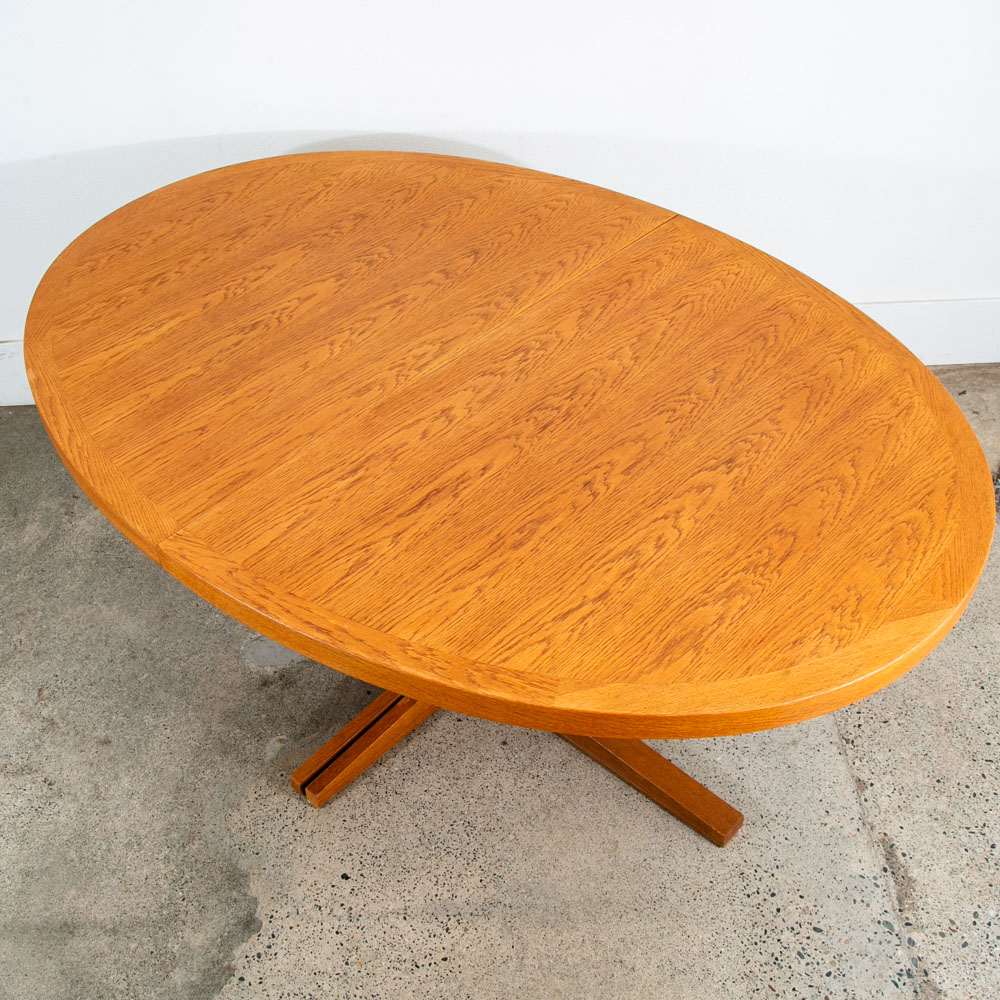 Mid Century Danish Modern Dining Table Oak Niels Kofoed Oval Extension x2 Mcm - Image 10