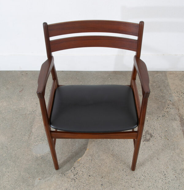 Mid Century Danish Modern Armchair Chair Dining Teak Ladder Back Black Boltinge - Image 11