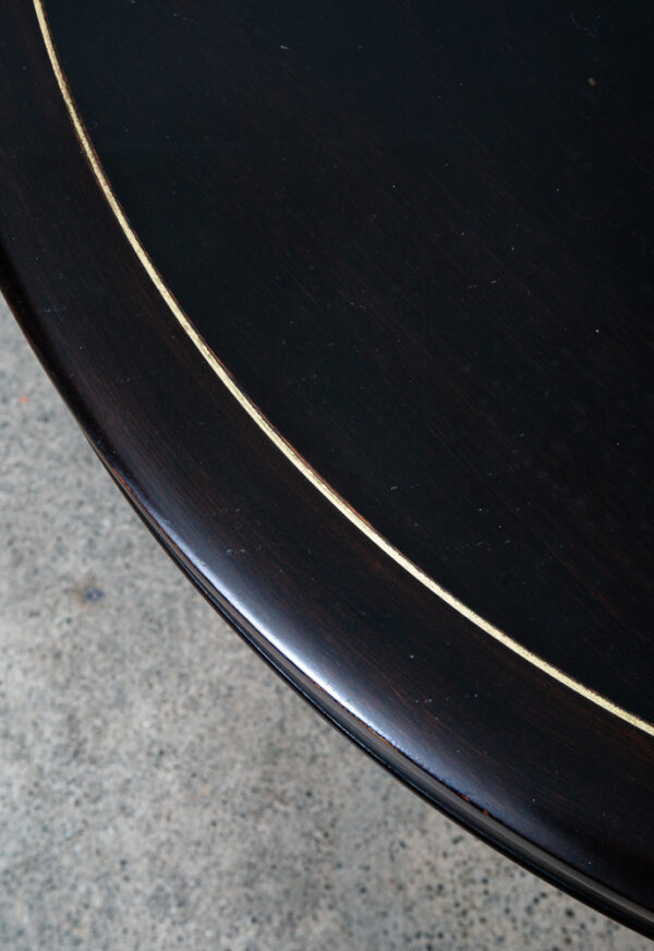 Mid Century Modern Dining Table Card Walnut Round Custom Vintage Brass Gold Mcm - Image 8