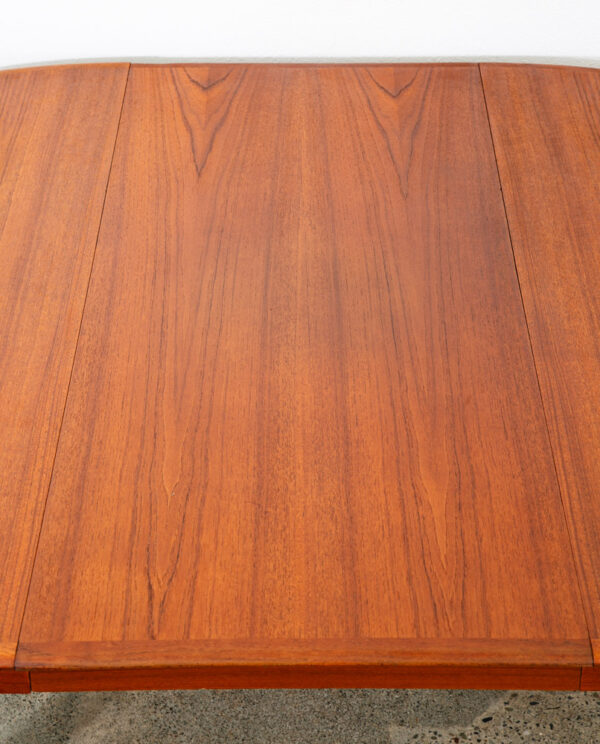 Mid Century Danish Dining Table Teak Round Expanding leaf x 2 Oval Denmark Mcm - Image 12