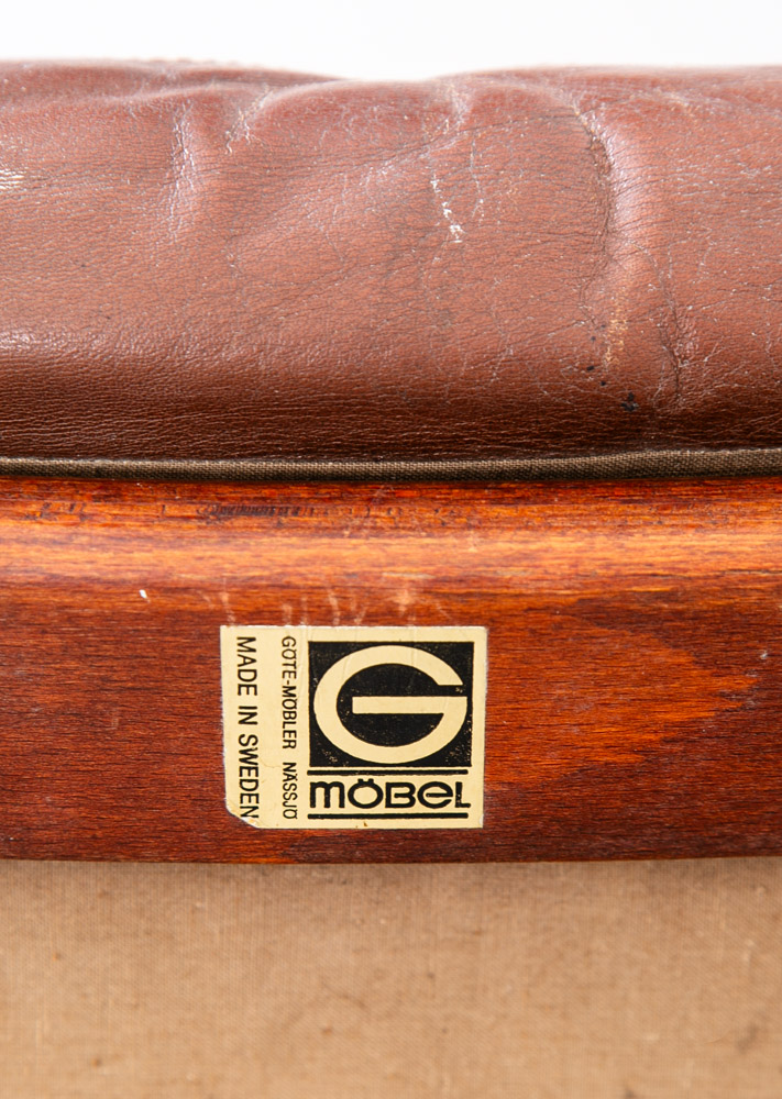 Mid Century Danish Modern Lounge Chair Swivel Brown Leather Tufted G Mobel Mcm - Image 6