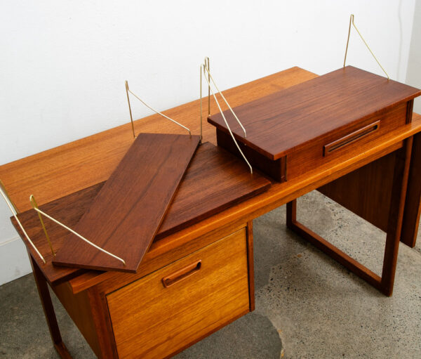 Mid Century Danish Modern Wall Unit 1 bay Teak Drawer Desk Cabinet Modular Shelf - Image 9