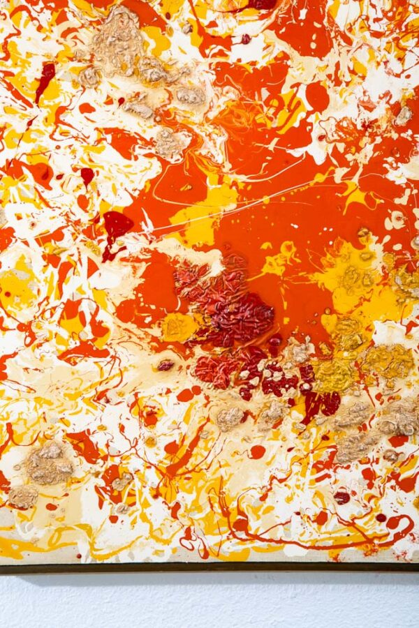 Mid Century Modern Original Painting Art Abstract Expressionist Yellow Orange M - Image 10