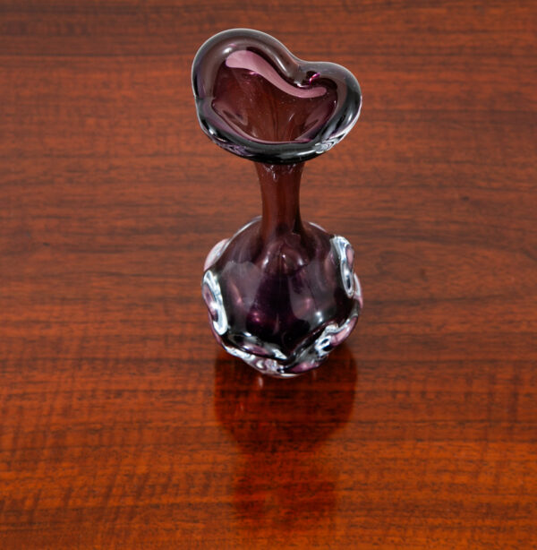 Mid Century Modern Art Glass Vase Floral 2 Tone Sweden Purple Glass Two Flowers - Image 11