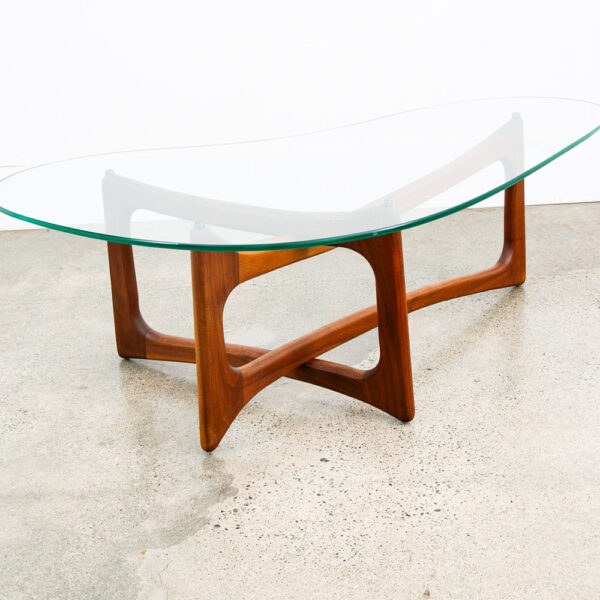 Mid Century Modern Coffee Table Kidney Glass Adrian Pearsall Kidney Craft Walnut - Image 11