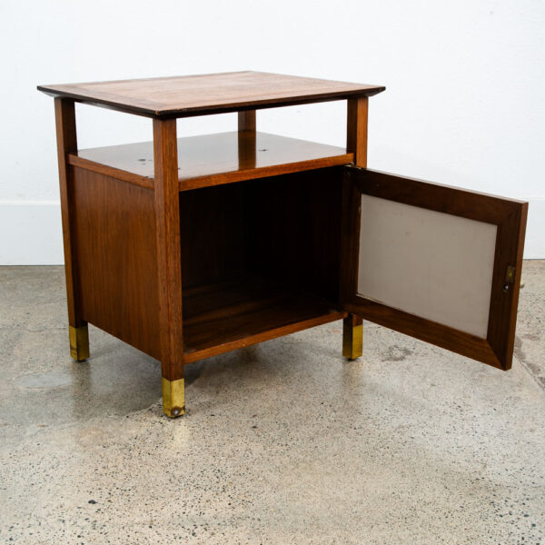 Mid Century Modern Nightstands End Side Tables Cane Walnut Founders Cabinet Set - Image 7