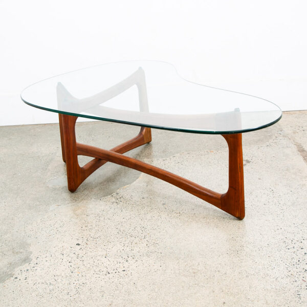 Mid Century Modern Coffee Table Kidney Glass Adrian Pearsall Kidney Craft Walnut - Image 12