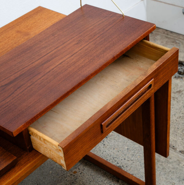 Mid Century Danish Modern Wall Unit 1 bay Teak Drawer Desk Cabinet Modular Shelf - Image 7