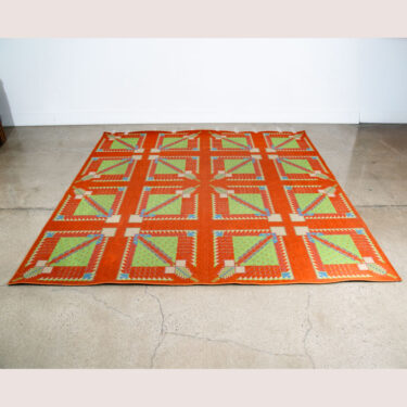 Mid Century Modern Area Rug Abstract Orange Green Frank Lloyd Wright Carpet 108"