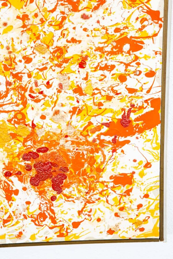 Mid Century Modern Original Painting Art Abstract Expressionist Yellow Orange M - Image 12