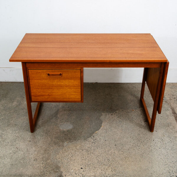 Mid Century Danish Modern Desk Office Flip Top Drop leaf Teak Denmark Vintage - Image 6