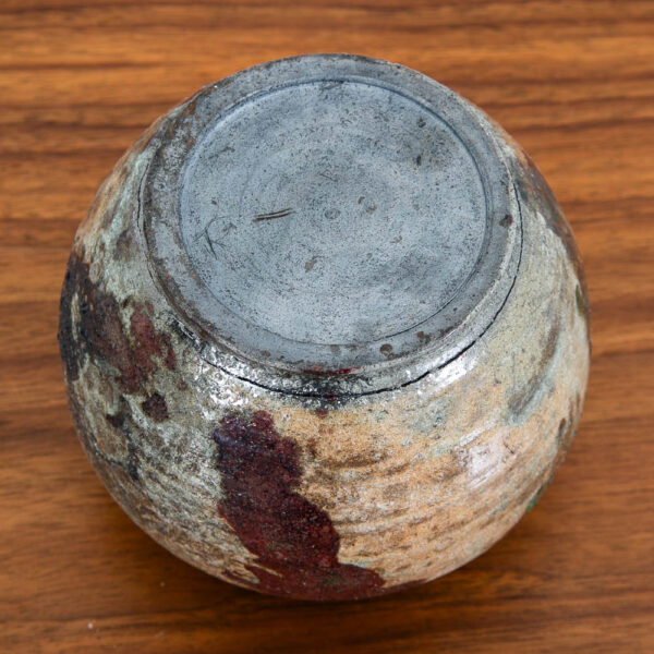 Mid Century Modern Studio Pottery Vase Raku Ceramic Textured Pot Round - Image 6
