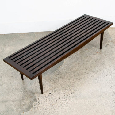 Mid Century Modern Slat Bench Coffee Table American Vintage Brown Wood Restored