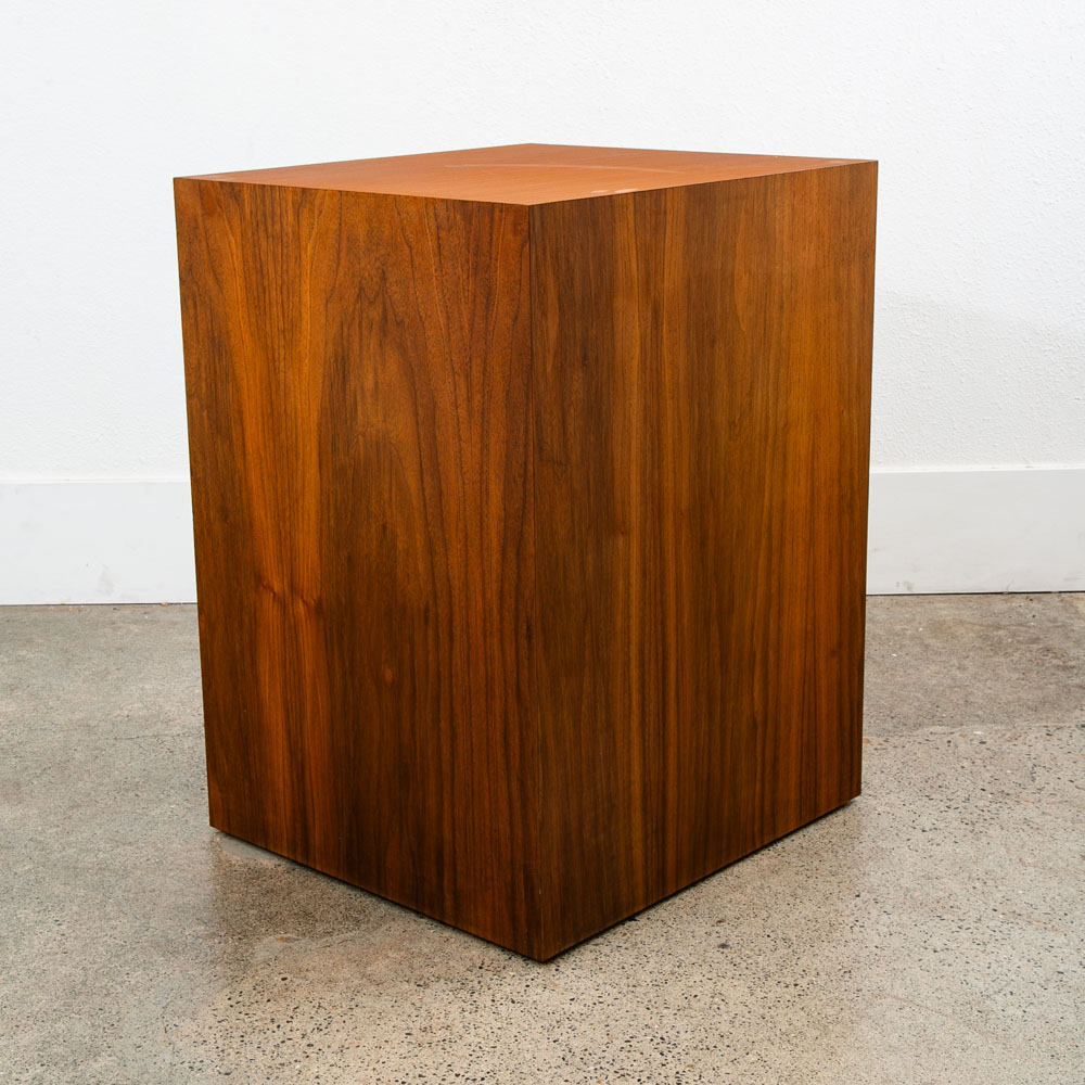 Mid Century Modern Pedestal Walnut Square Table Display Art Vintage Mcm Large
