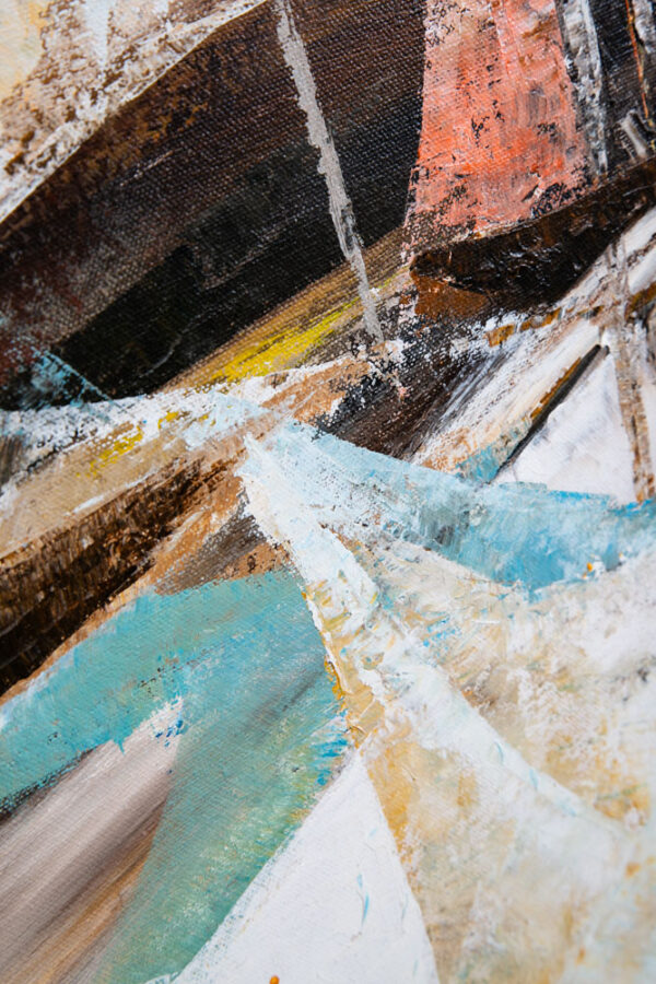 Mid Century Modern Art Original Abstract Expressionism Pastel Blue White Yellow - Image 10