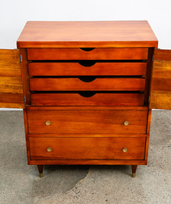Mid Century Modern Highboy Dresser 6 Drawer Vintage Compact Douglas Fir Children - Image 5