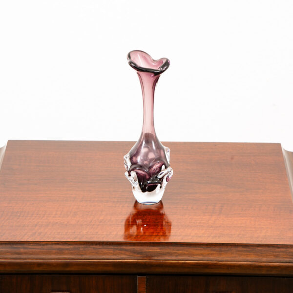 Mid Century Modern Art Glass Vase Floral 2 Tone Sweden Purple Glass Two Flowers - Image 6